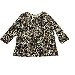 Jones New York Long Sleeve Beige Brown and Black 3/4 Top size 2XL Brand New.